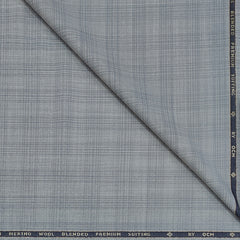 Trouser Fabric OCM Exotic Premium Super 130s Count 40% Merino Wool Mild Check Color Light Grey