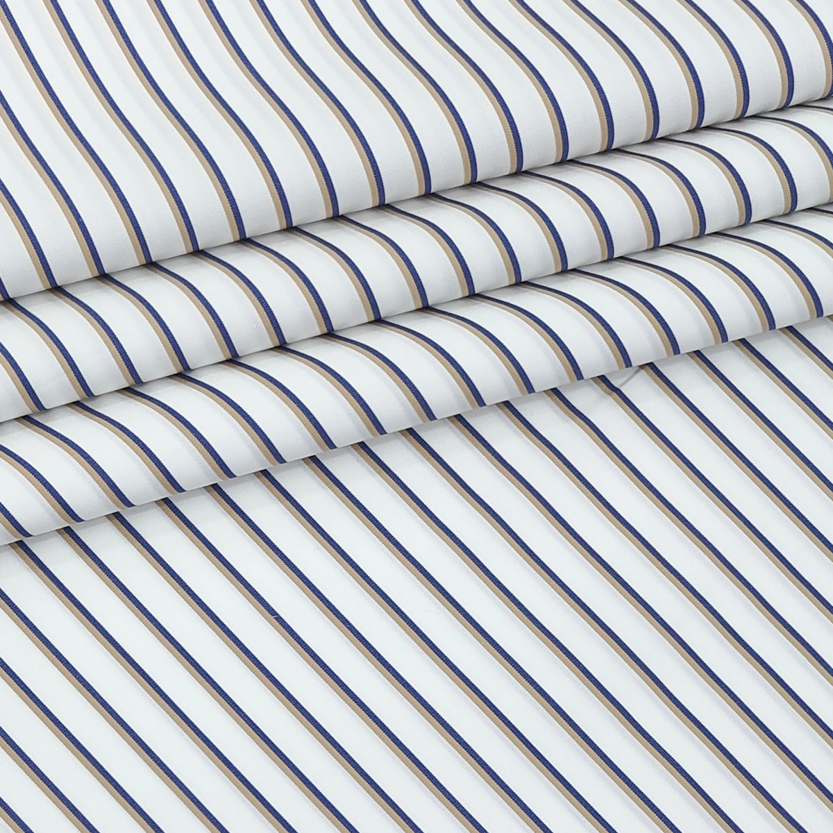 Shirt Fabric Soktas 140/2 Giza Cotton Multi Tone Stripes Colour Blue, Brown N White