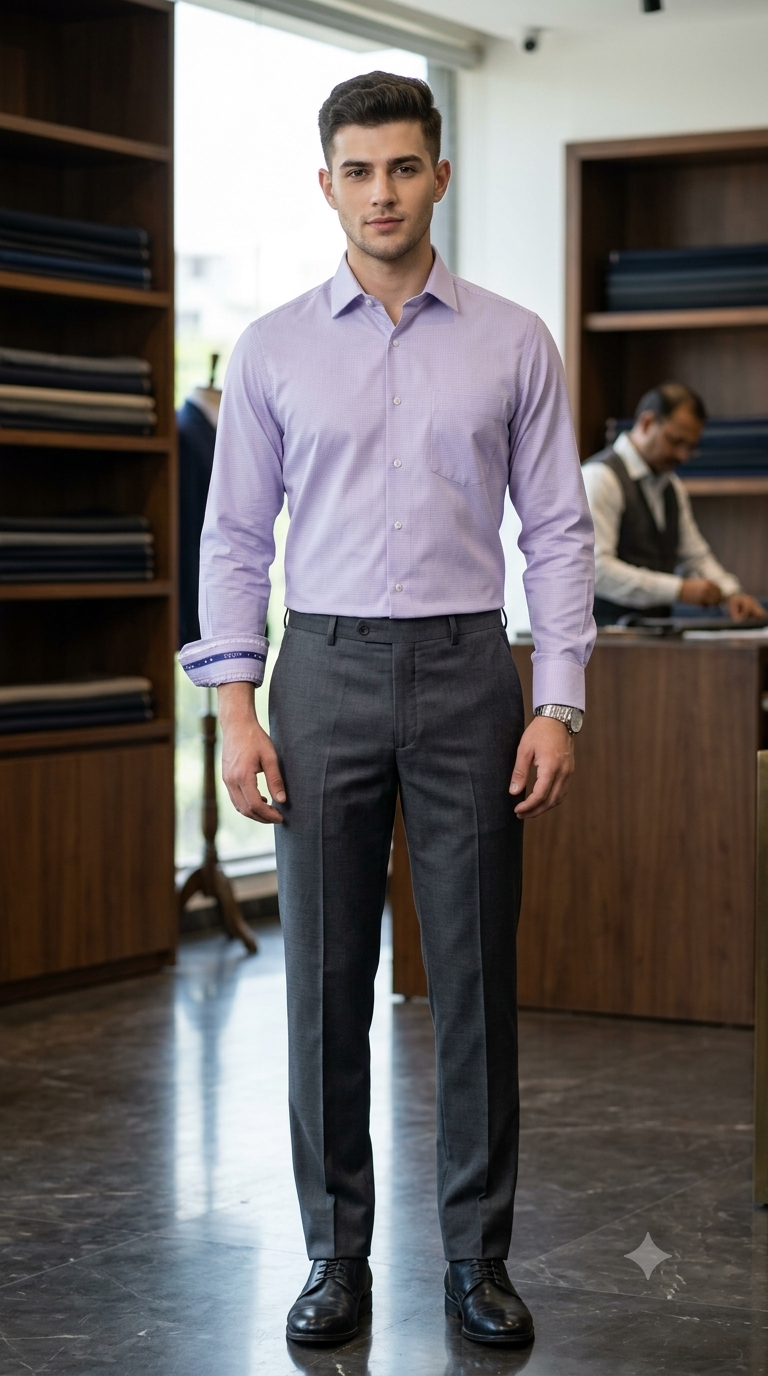 Shirt Fabric Donear Premium Giza Cotton Pin Check Colour Light Lavender