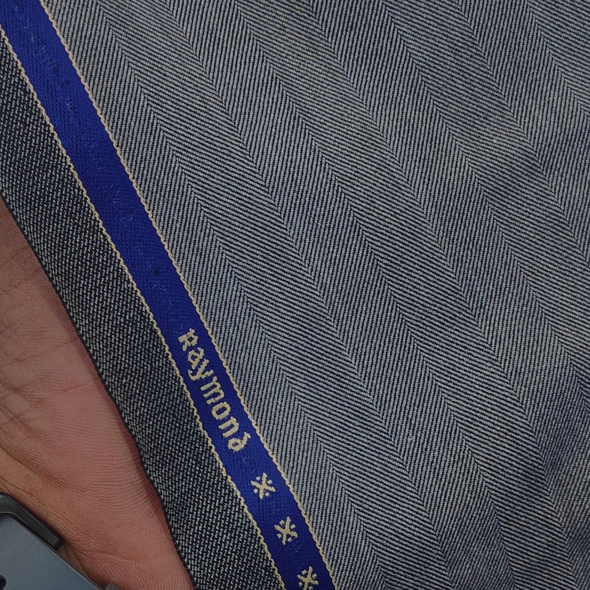 Trouser Fabric Raymond Wool Blended Self Hereingbone Colour Glacier Grey