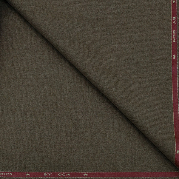 Tweed Blazer Fabric OCM 100% Premium Wool Plain Colour Cedar Brown