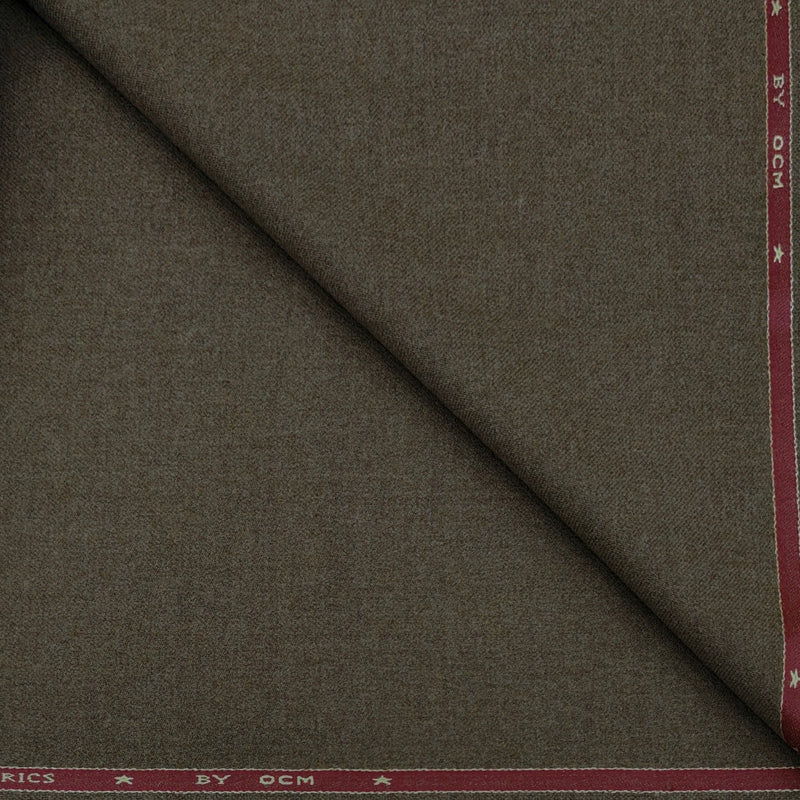Tweed Blazer Fabric OCM 100% Premium Wool Plain Colour Cedar Brown