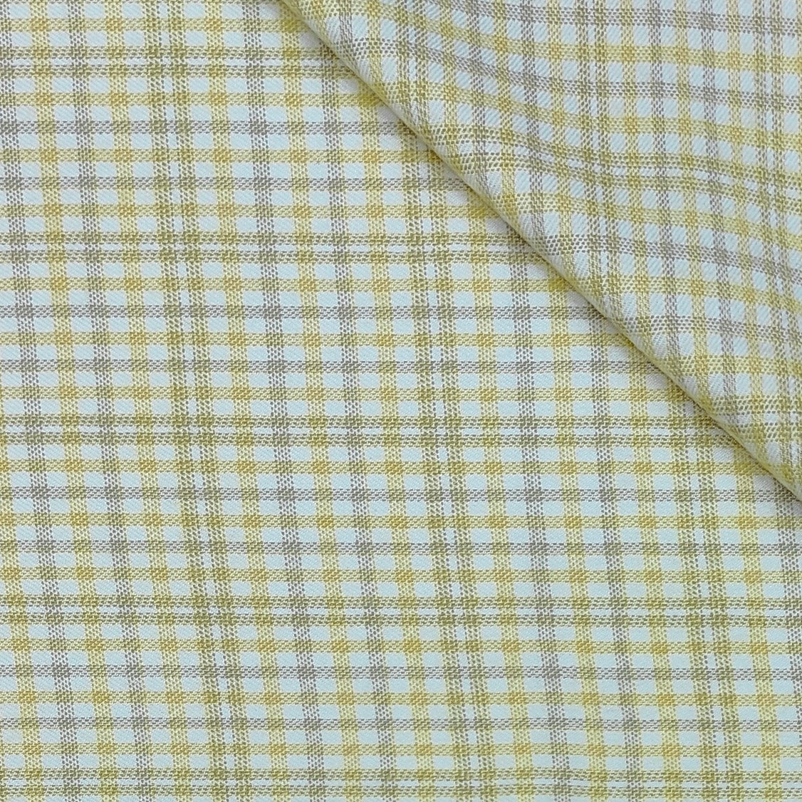 Warm Shirt Fabric Ocm Fancy Grid Check Colour Light Yellow N White