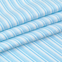 Shirt Fabric Arvind 100% Pure Cotton Bengal Stripes Colour Sky Blue N White