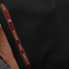 Trouser Fabric OCM Exotic Premium Super 150s Count 40% Merino Wool Plain Color Black