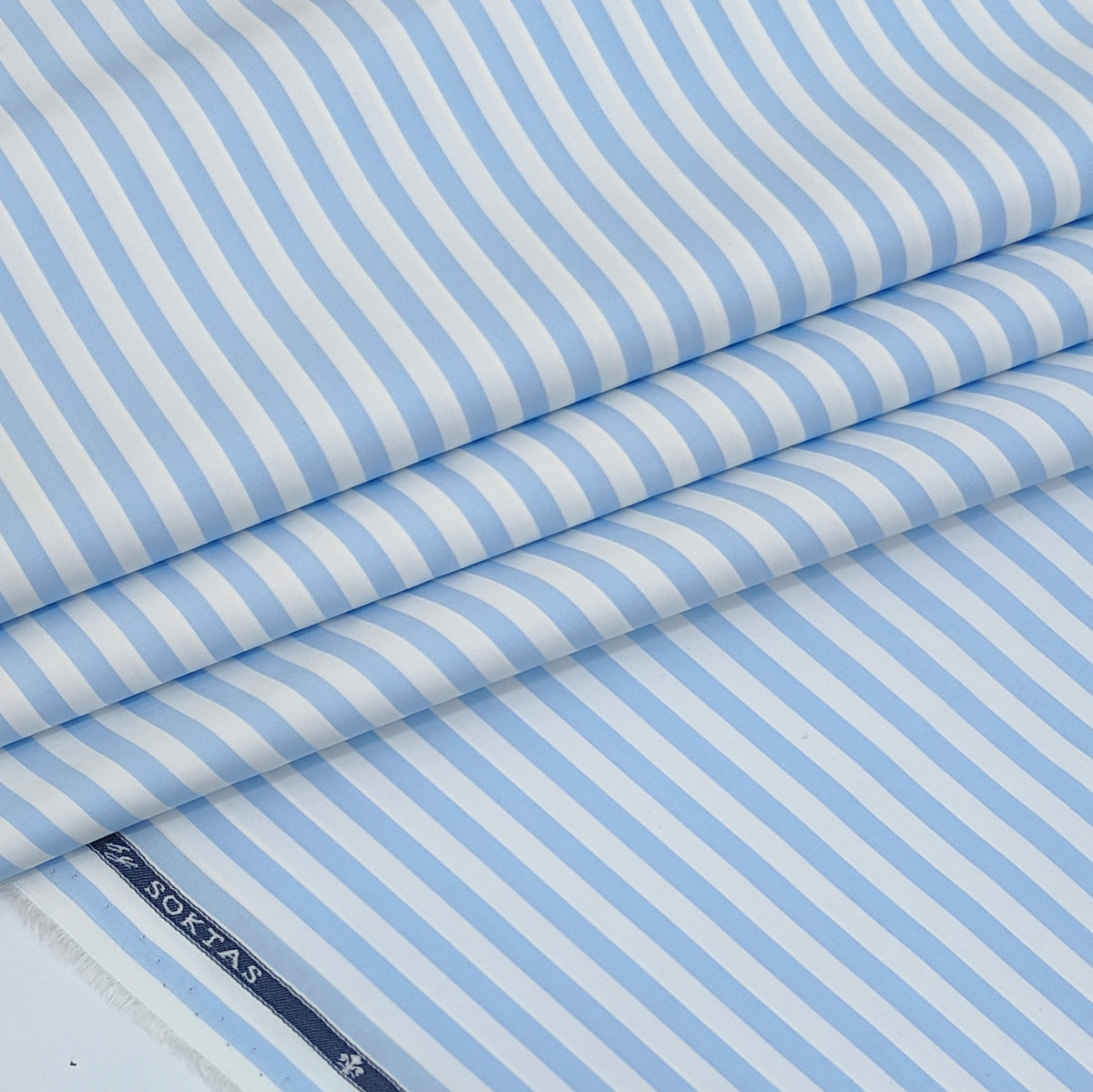 Shirt Fabric Soktas 140/2 Giza Cotton Bengal Stripe Colour Light Blue N White