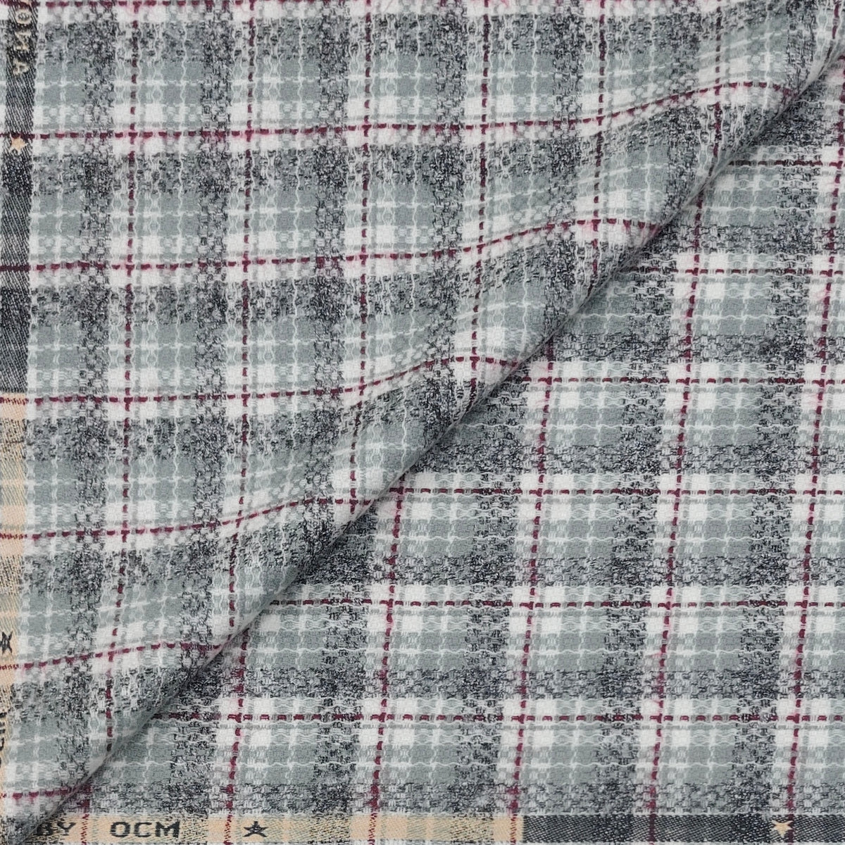 Warm Shirt Fabric Ocm Tartan Check Colour Charcoal Grey N White