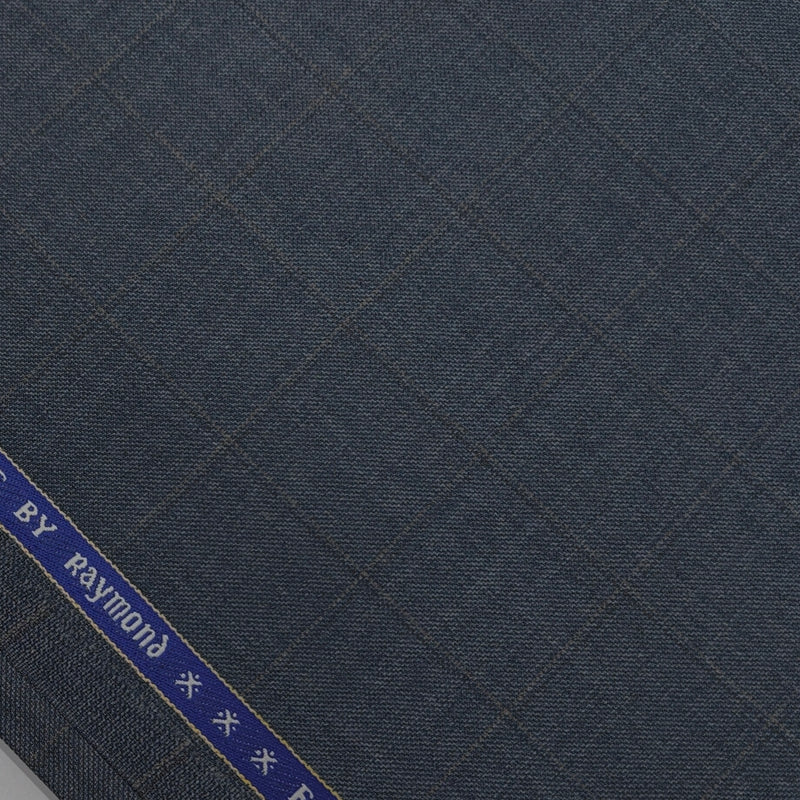 Suit Fabric Raymond Super Luxurious 40% Rich Wool Broad Check Color Greyish Blue