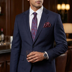 Suit Fabric Raymond Super 120s Count 45% Wool Mild Check Color Plum Wine