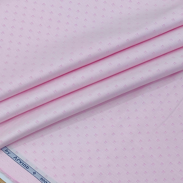 Shirt Fabric Arvind 100% Pure Cotton Dobby Colour Baby Pink