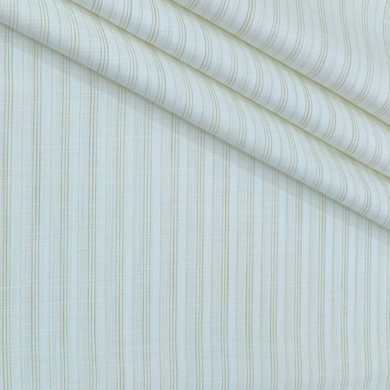 Shirt Fabric Arvind 100% Pure Cotton PinStripes Colour Light Green N Off White