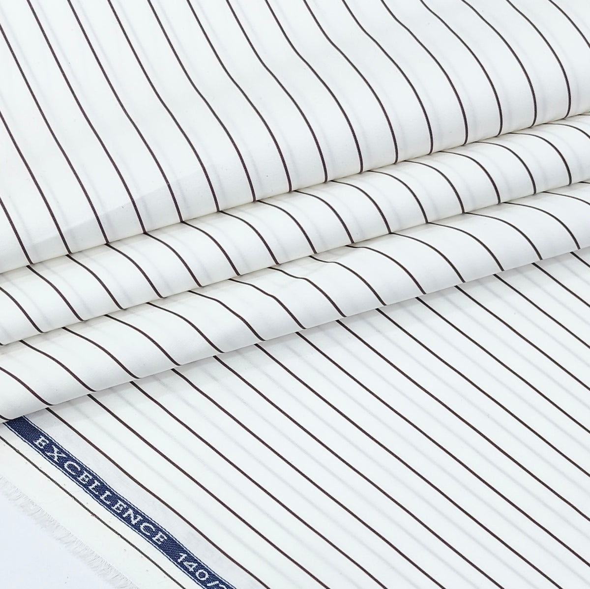 Shirt Fabric Soktas 140/2 Giza Cotton Pencil Stripe Colour Coffee N White