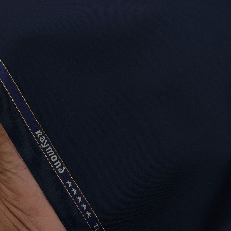 Suit Fabric Raymond Exotic Super 140s Count Luxurious 69% Rich Wool Stretchable Plain Color Midnight Ble