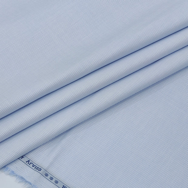 Shirt Fabric Arvind 100% Pure Cotton Micro Check Colour Powder Blue