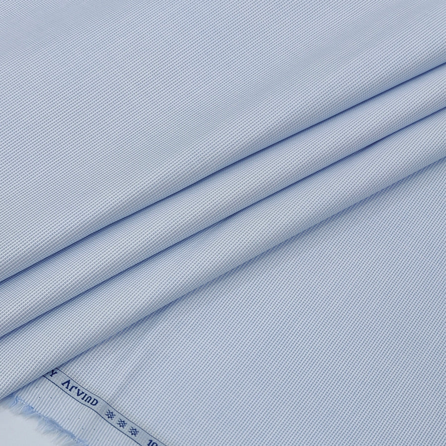 Shirt Fabric Arvind 100% Pure Cotton Micro Check Colour Powder Blue