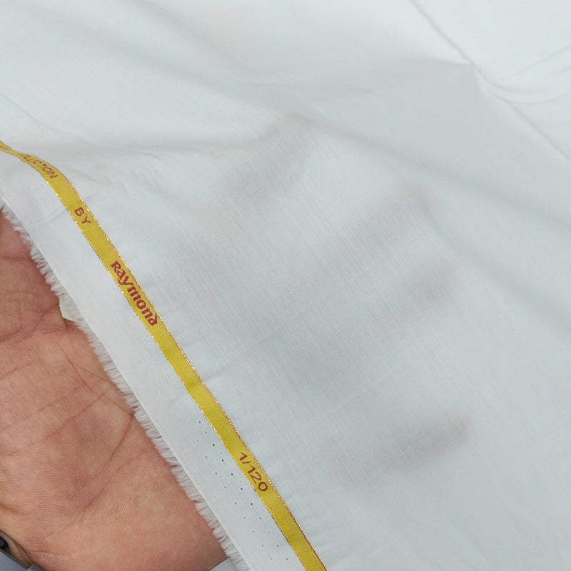 Shirt Fabric Raymond Chairman Super 1/120s Count Giza Cotton Plain Colour White