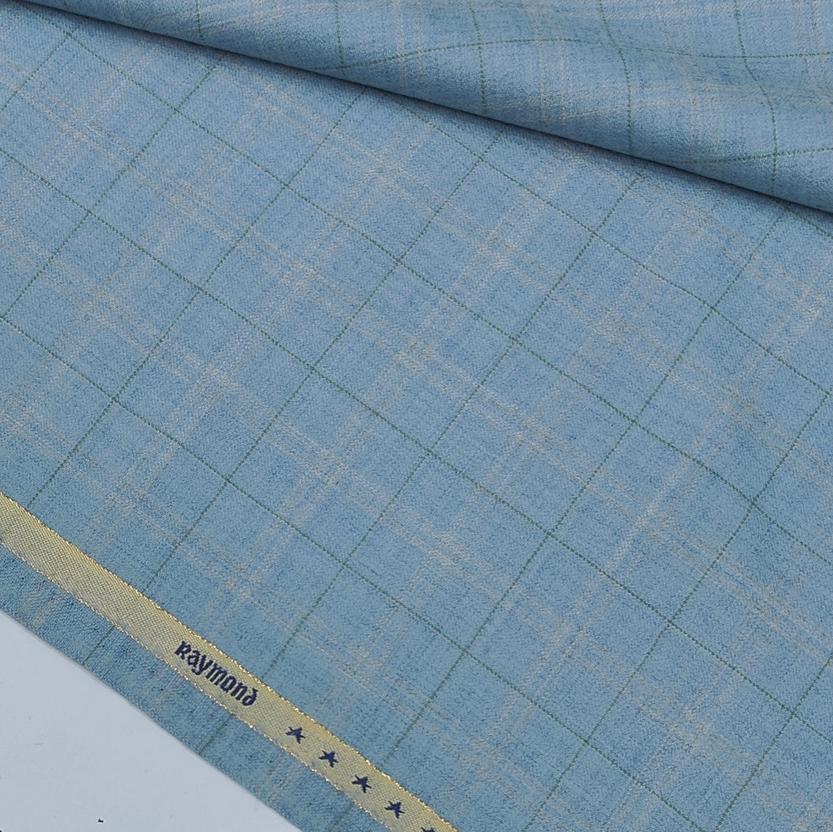 Tweed Blazer Fabric Raymond 120s Count 100% Fine Wool Wales Check Colour Ice Blue