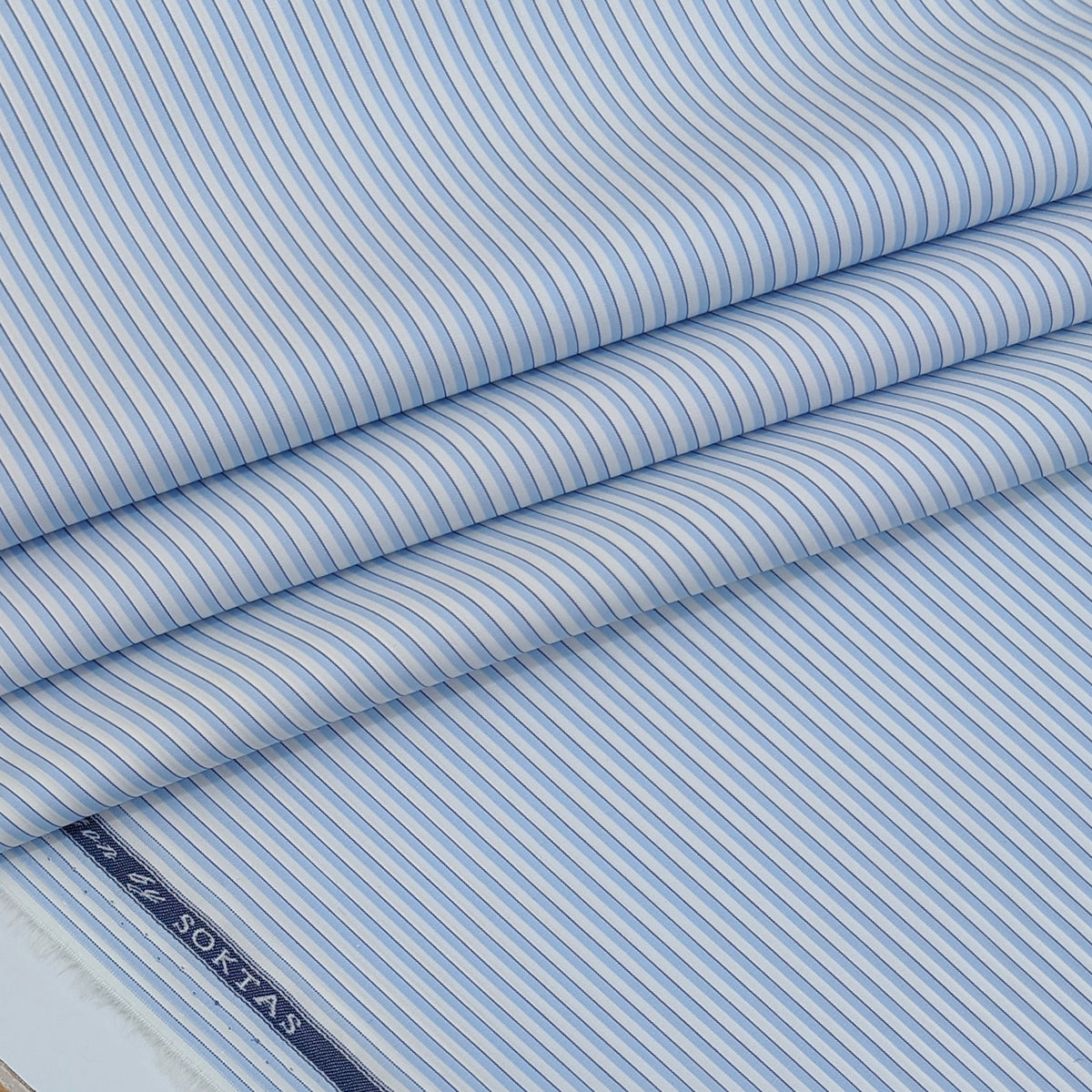 Shirt Fabric Soktas 140/2 Giza Cotton PinStripe Colour Ice Blue