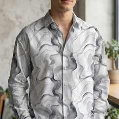 Shirt Fabric Soktas Finest 60s Giza Cotton Digital Print Colour Grey N White