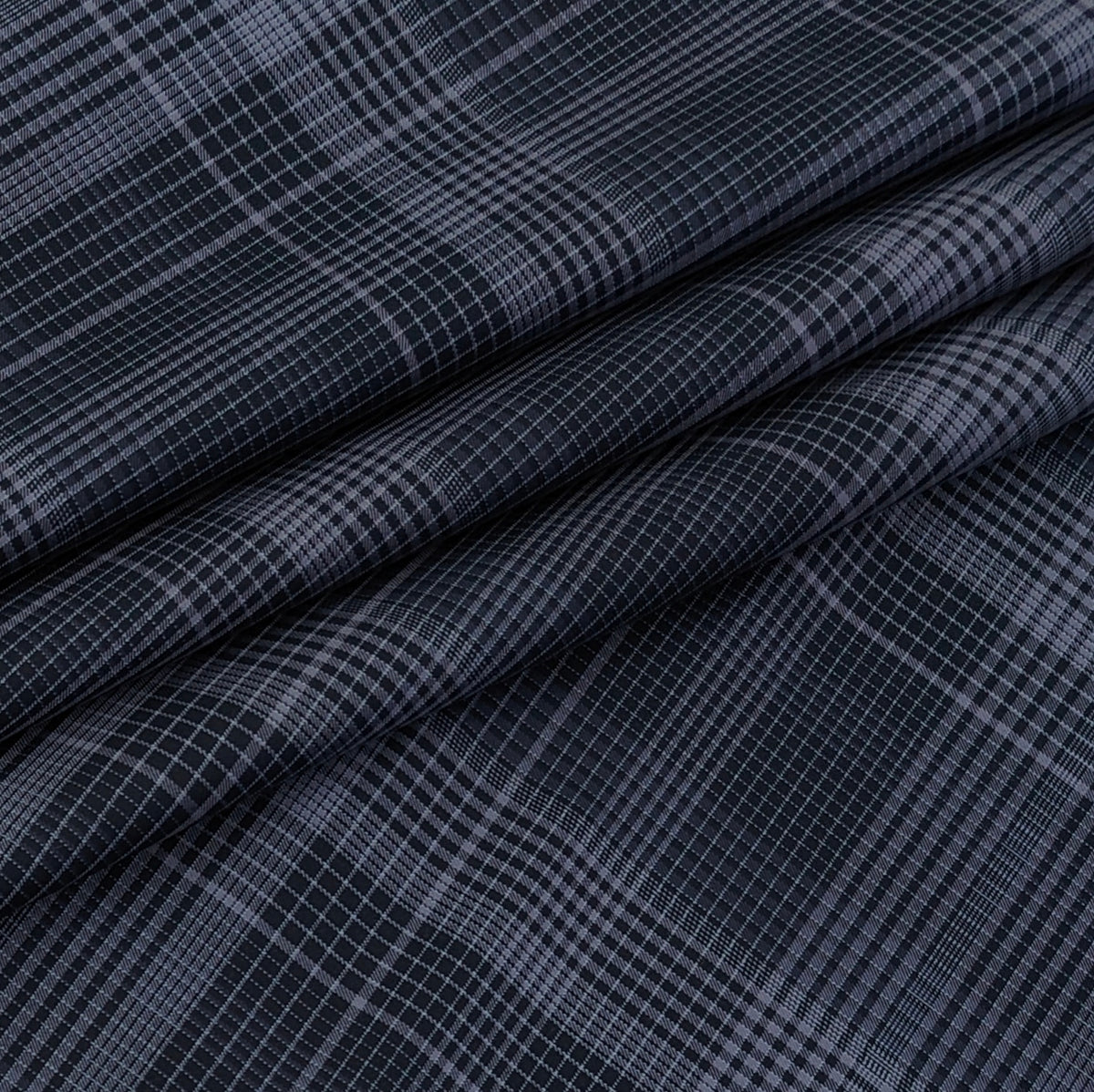 Shirt Fabric Donear Premium 100% Pure Cotton Wales Check Colour Black N Dusty Lavender