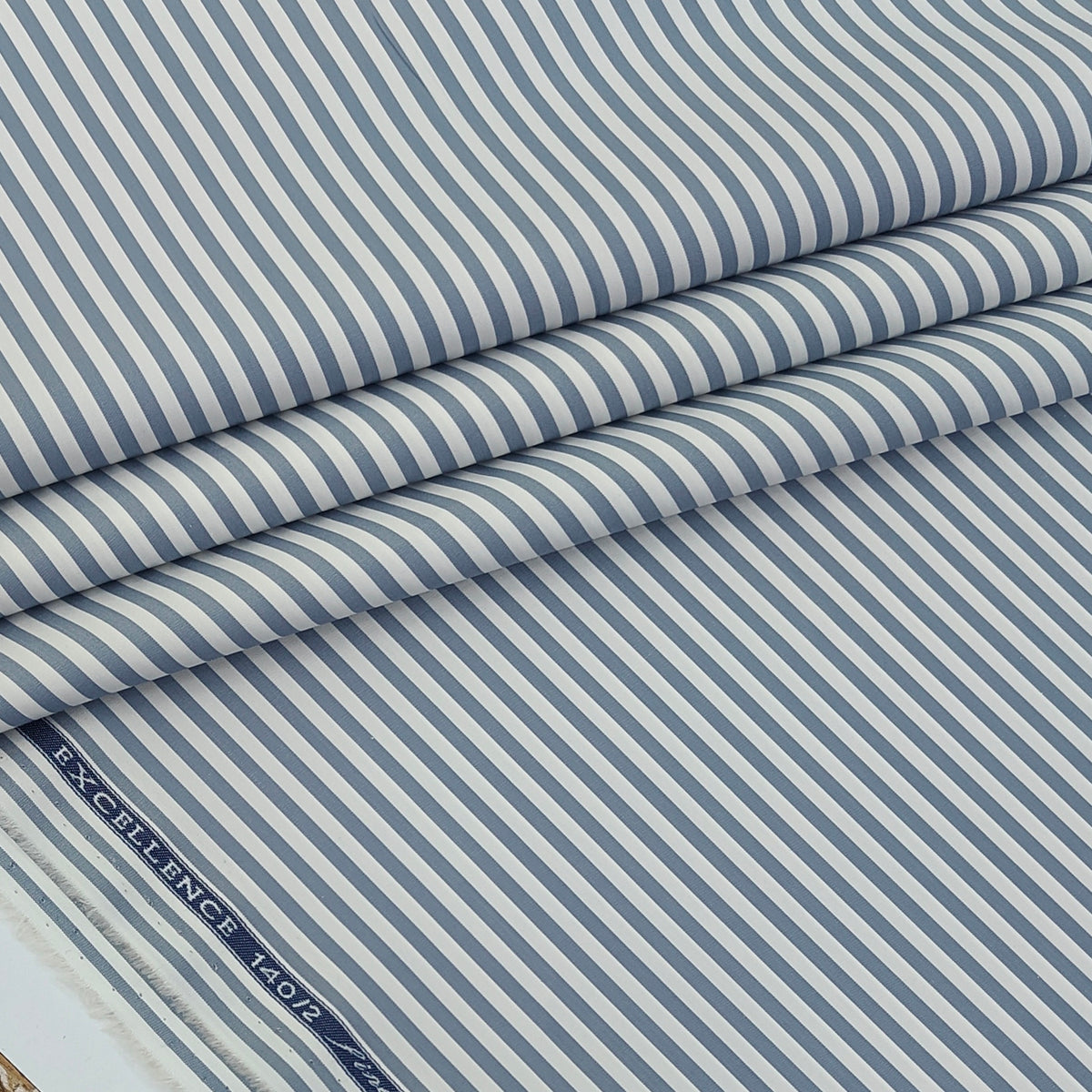 Shirt Fabric Soktas 140/2 Giza Cotton Bengal Stripe Colour Bluish Grey N White