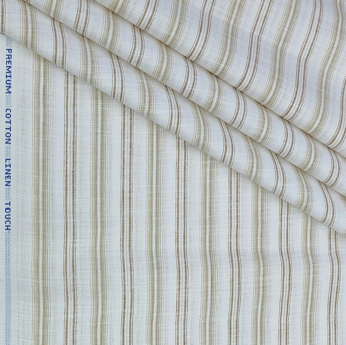 Combo Siyaram Worsted Black Trouser Fabric And Mantire Poly Cotton Broad Stripe Light Brown N Off White Shirt Fabric
