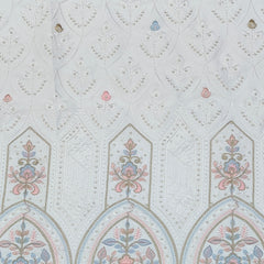 Kurta Fabric ManTire Designer Silk Lucknowi Chikankari Embroidery Colour Pink N White