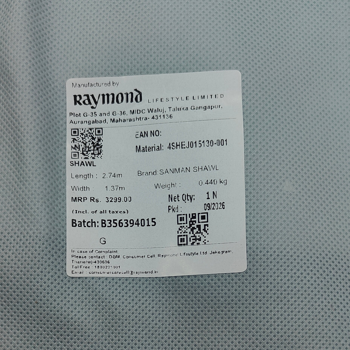 Raymond Woollen Light weight Shawl Lohi Sanman