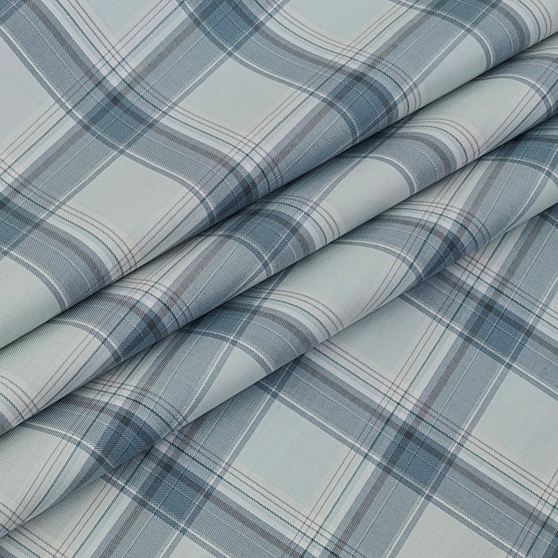 Shirt Fabric Donear LA Finish Premium Giza Cotton Tartan Check Colour Greenish Grey