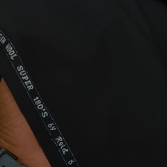 Suit Fabric Reid N Taylor Exotic Super 180s Luxurious 95% Rich Wool Plain Color Rich Black