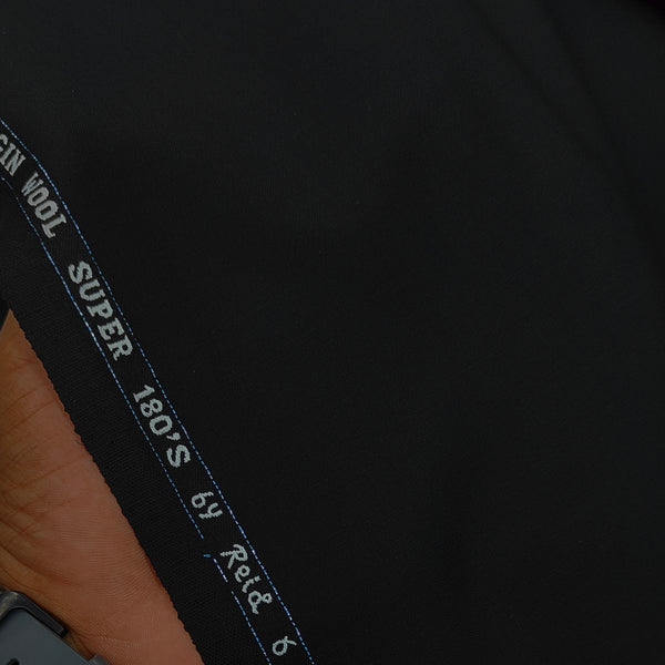 Suit Fabric Reid N Taylor Exotic Super 180s Luxurious 95% Rich Wool Plain Color Rich Black