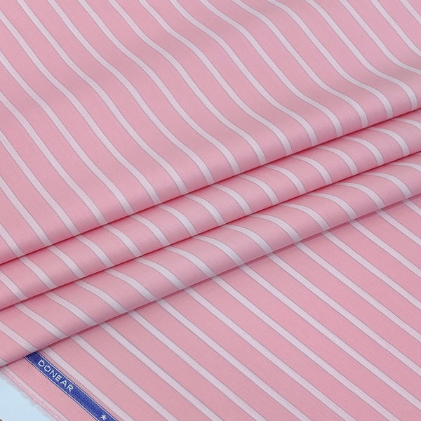 Shirt Fabric Donear Premium 100% Pure Cotton Bengal Stripes Colour Baby Pink