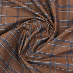 ManTire Men's Poly Cotton Wrinkle Free Check Shirt Fabric Colour Dark Brown