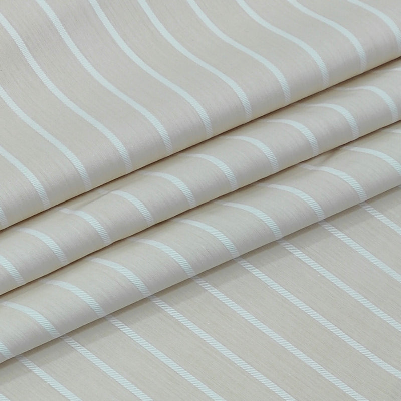 Shirt Fabric Arvind 100% Pure Cotton Pencil Stripes Colour Beige