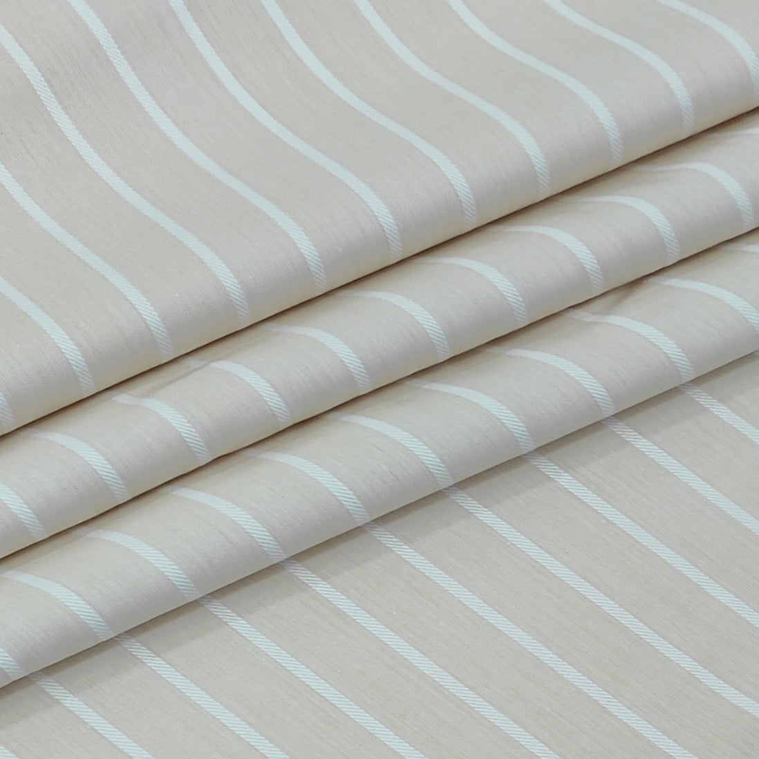 Shirt Fabric Arvind 100% Pure Cotton Pencil Stripes Colour Beige