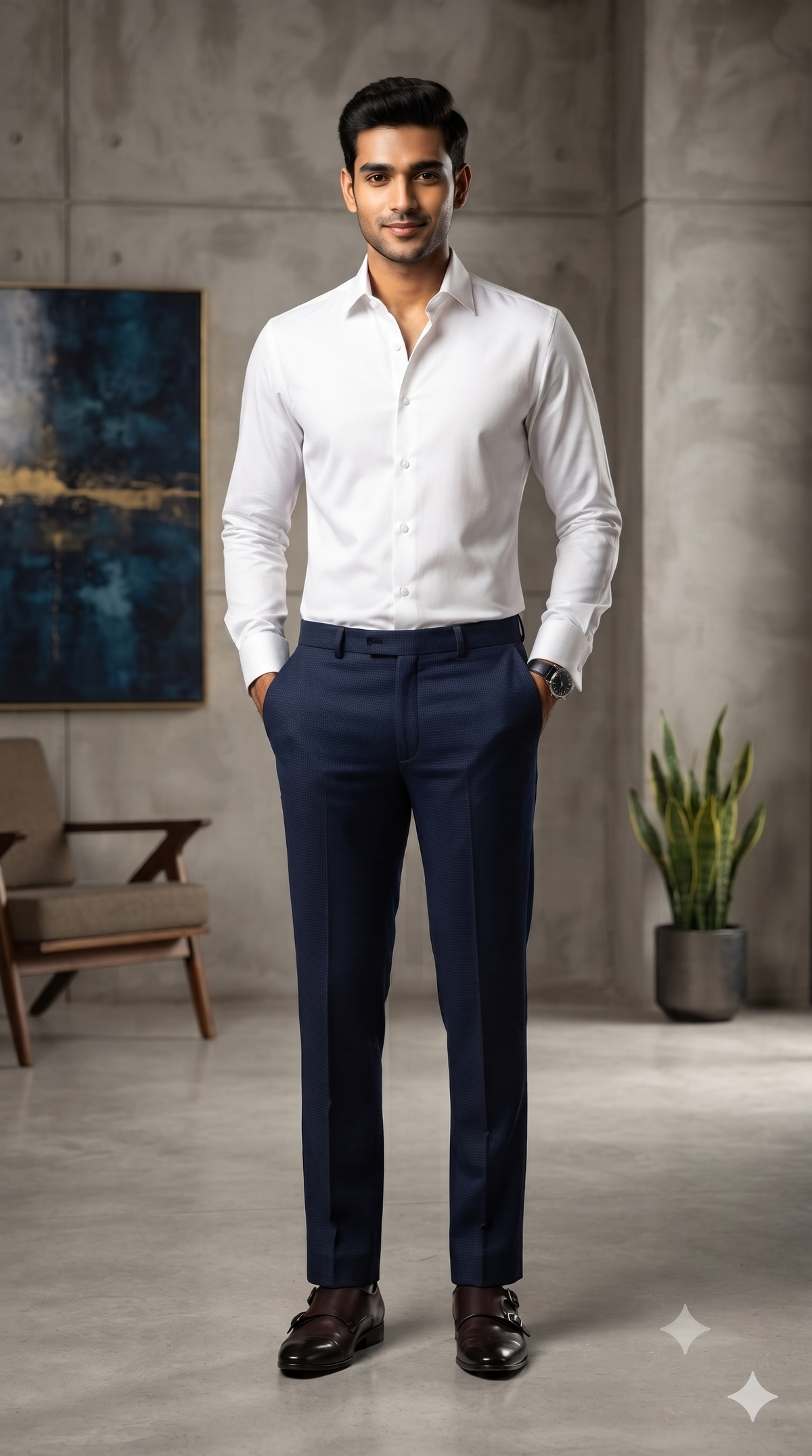 Trouser Fabric Canetti Italy Luxury TR Textured Colour Space Blue