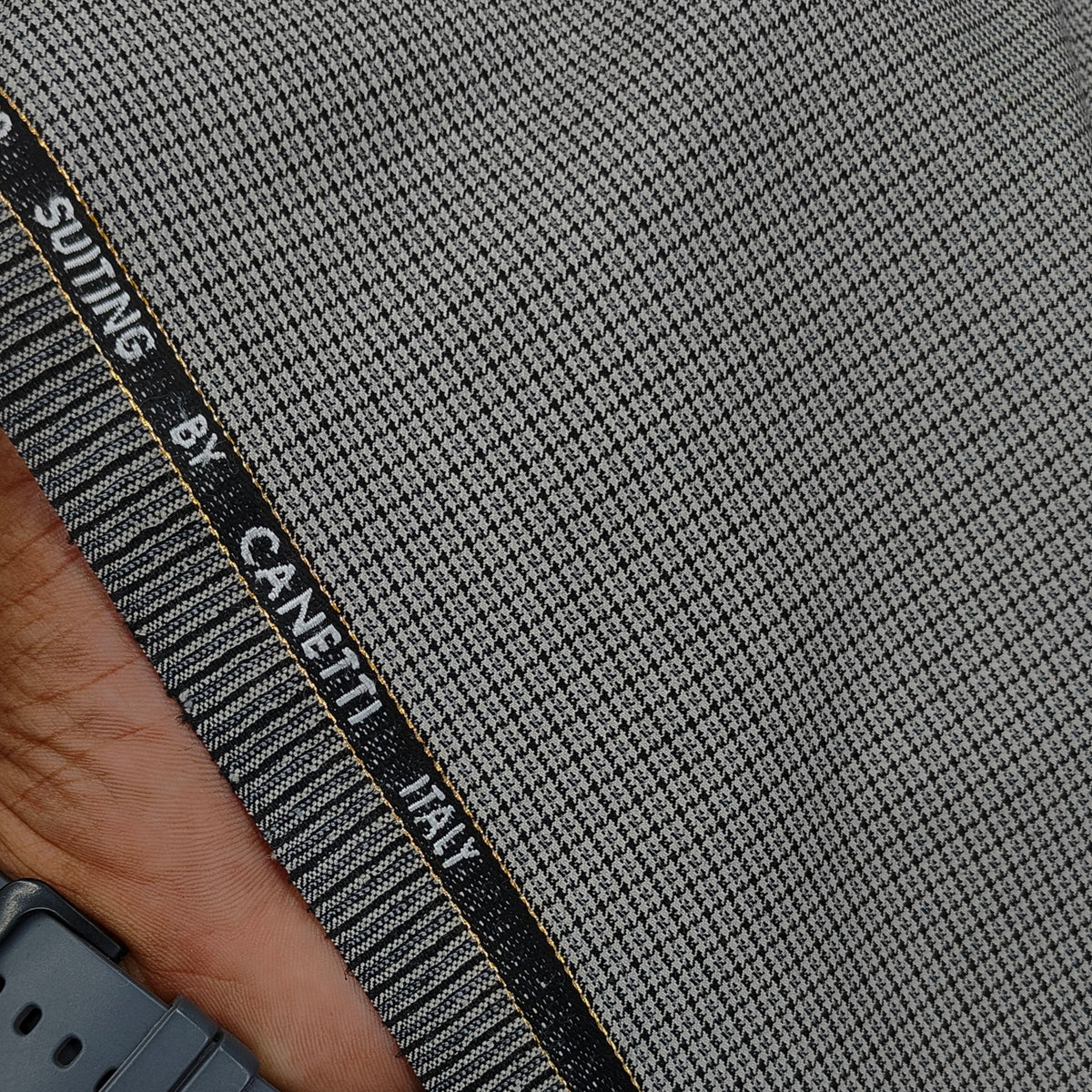 Trouser Fabric Canetti Italy Merino 100s Wool Blend Micro Check Colour Brownish Grey