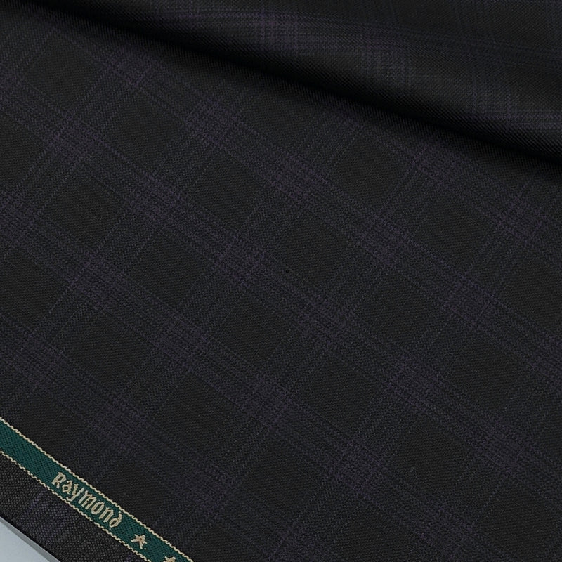 Suit Fabric Raymond Super Luxurious 30% Rich Wool Mild Check Color Wine N Blackish Grey