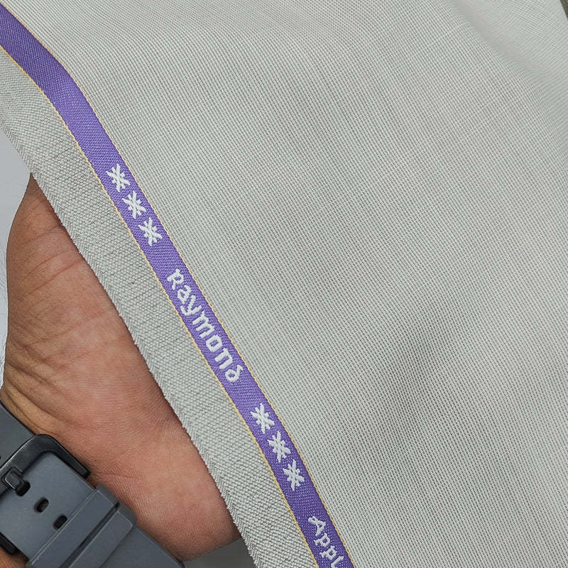 Suit Fabric Raymond Exotic Super 90s Count Luxurious 45% Rich Wool Self Textured Color Ash Cream