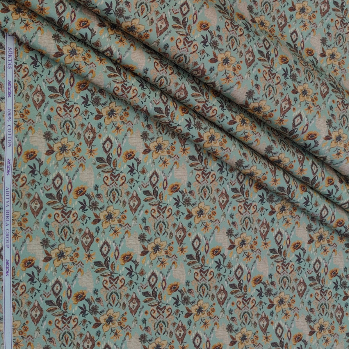 Shirt Fabric Soktas Finest 60s Giza Cotton Digital Print Colour Seafoam Green