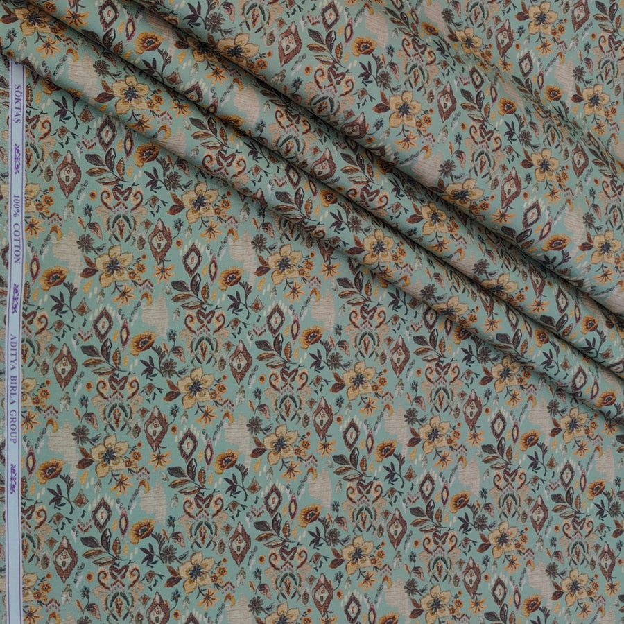 Shirt Fabric Soktas Finest 60s Giza Cotton Digital Print Colour Seafoam Green