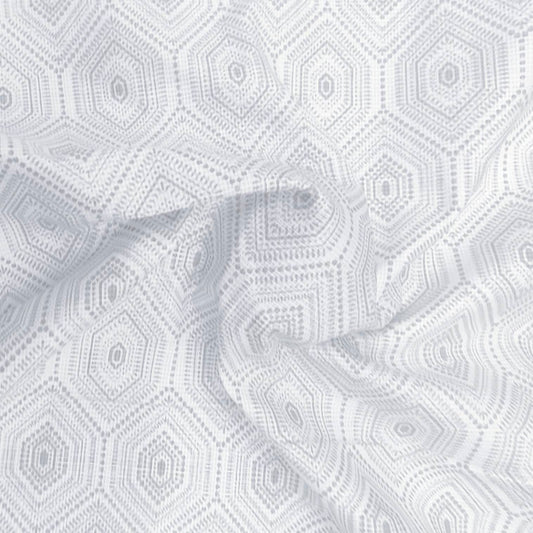 Solino Pure Cotton Premium Linen Look White Printed Shirt Fabric