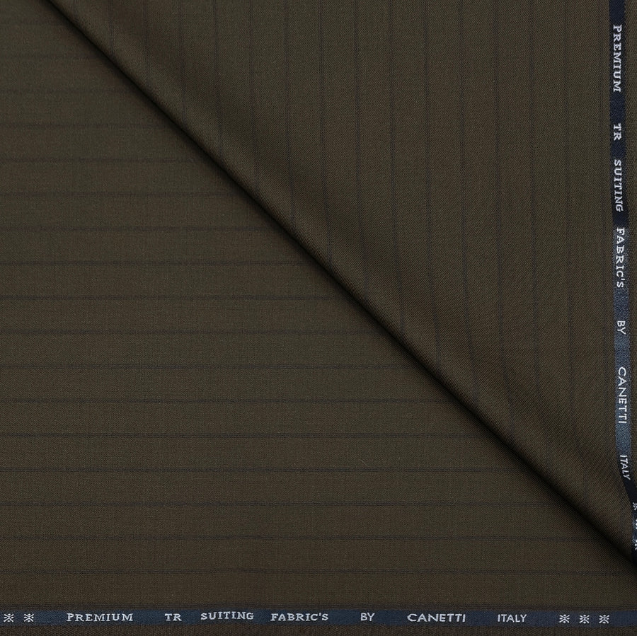 Trouser Fabric Canetti Italy Luxury TR Fine Stripes Colour Bistre Brown