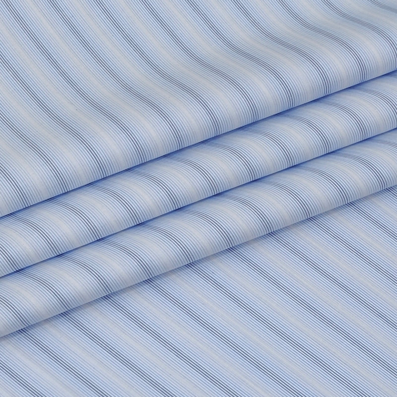 Shirt Fabric Donear Premium 100% Pure Cotton Fine Stripes Colour Light Blue N White