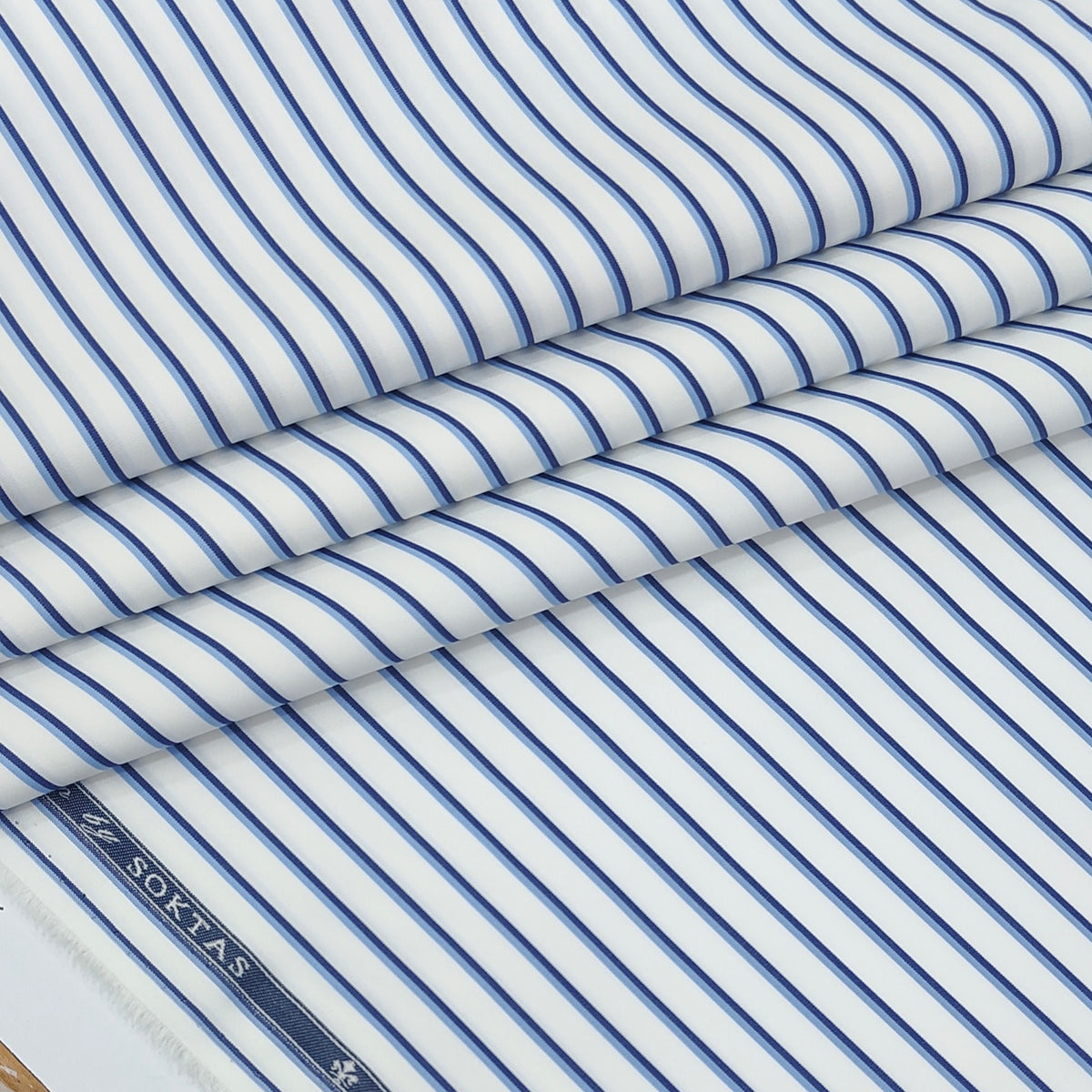 Shirt Fabric Soktas 140/2 Giza Cotton Multi Tone Stripes Colour Blue N White