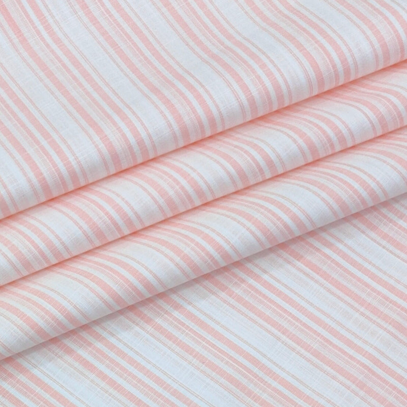 Shirt Fabric Arvind 100% Pure Cotton Bengal Stripes Colour Light Pink