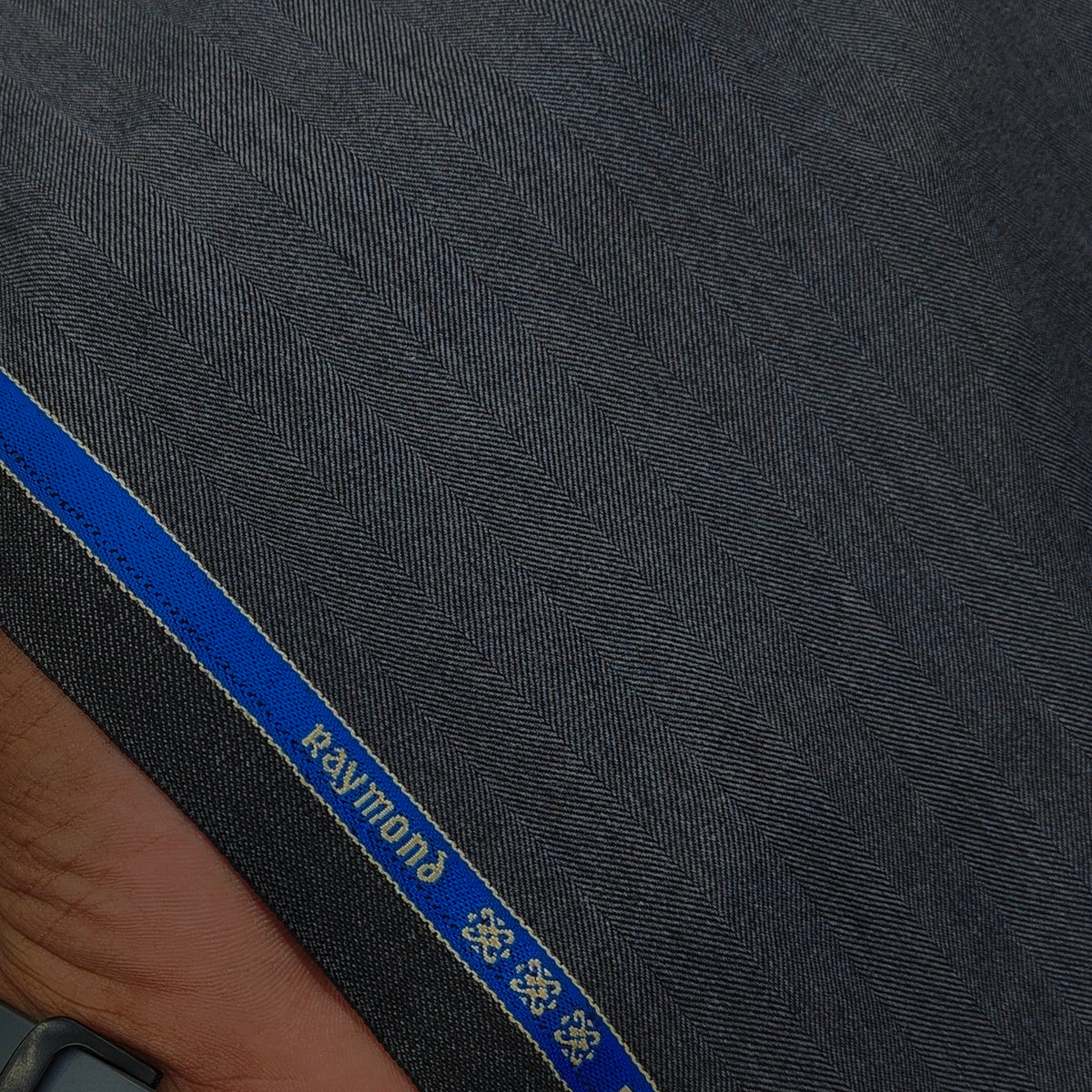 Trouser Fabric Raymond Wool Blended Hereingbone Colour Intense Grey