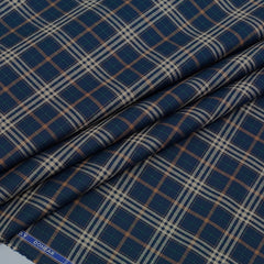 Shirt Fabric Donear LA Finish Premium Giza Cotton Tartan Check Colour Dark Navy Blue
