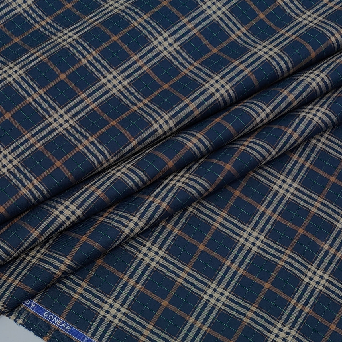 Shirt Fabric Donear LA Finish Premium Giza Cotton Tartan Check Colour Dark Navy Blue