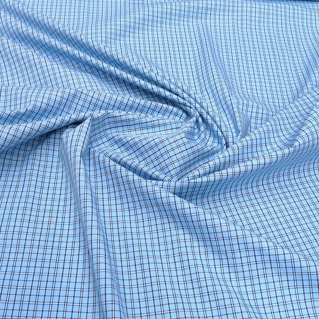 Birla Century 100% cotton Premium Formal Check Shirt Fabric Colour Sky Blue